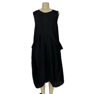 Thaluta OS Dress Women Midi Unlined Cotton Bohemian Hippie Boho Black Z100